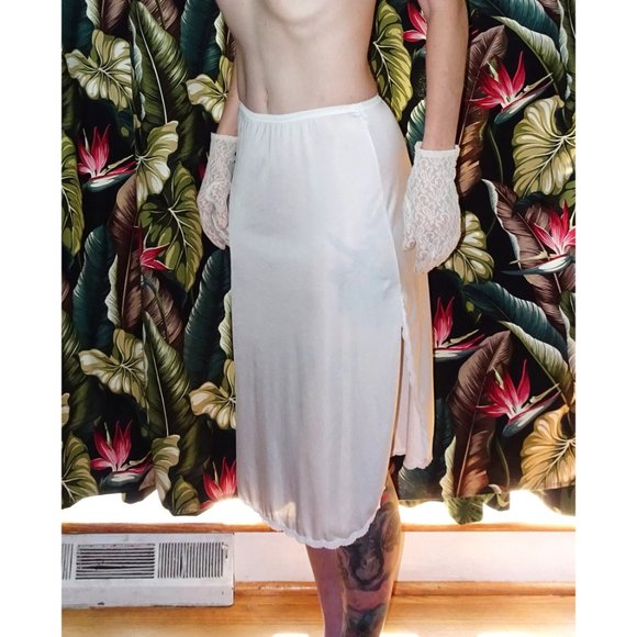Vintage White Shadowline Half Slip S pinup retro undergarment lace slip skirt - Picture 4 of 10